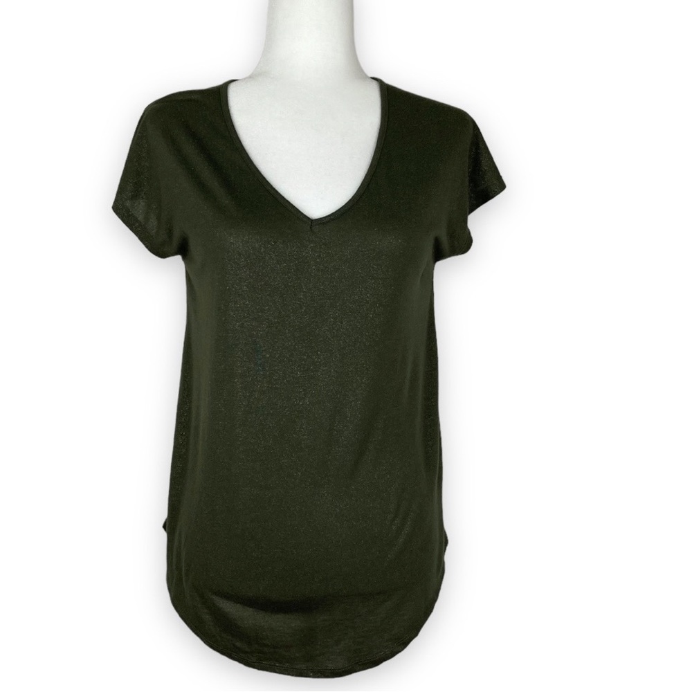Maurice’s T-Shirt with Army green shiny sparkle specks of gold S